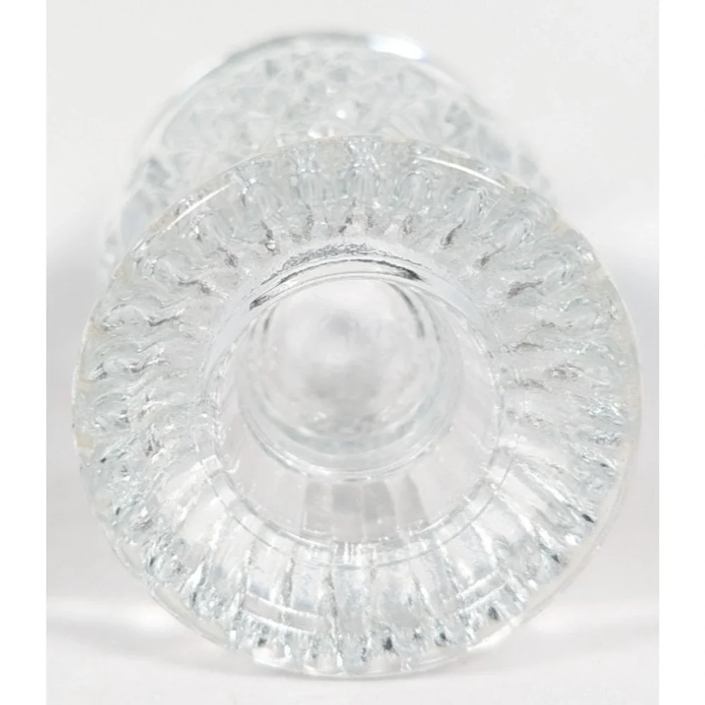 Avon Fostoria Daisy & Diamond Point Crystal Candle Holder Vintage USA